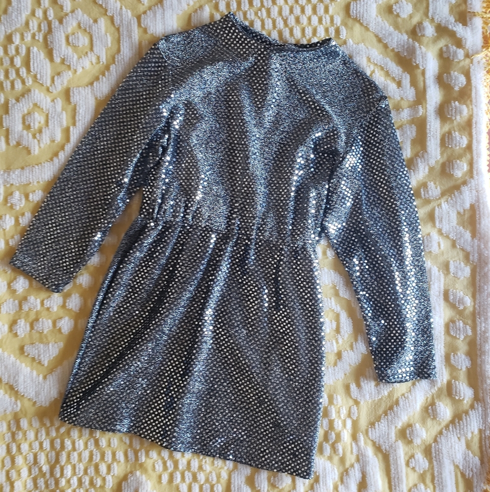🌈 Ziggy Stardust Silver Sequin Mod Mini Dress